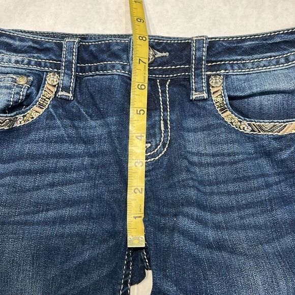 Miss Me Mid-Rise Slim Boot Cut Jeans Sz 27 Denim 33" Inseam Western Cowgirl - Picture 10 of 11